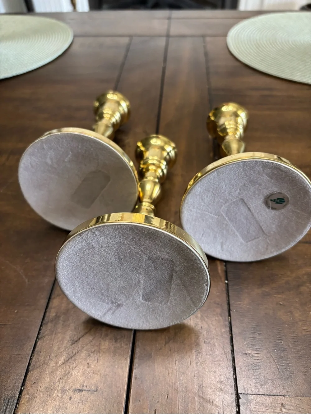 Three brass partylite tapered candle holders